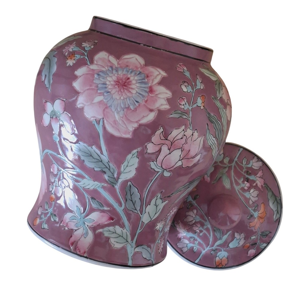 Vintage Classic Traditions Ginger Jar Pink Lotus hand painted JCPenney Exclusive